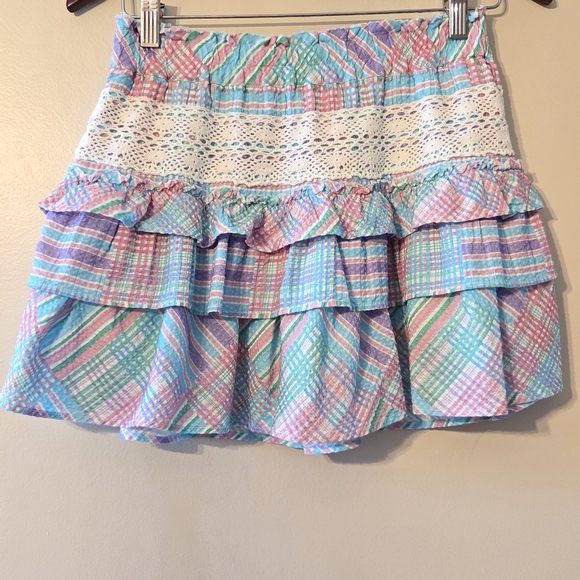 Loveshackfancy Women's Corbett Mini Skirt in Candyland Multicolor Size XS - Picture 2 of 9